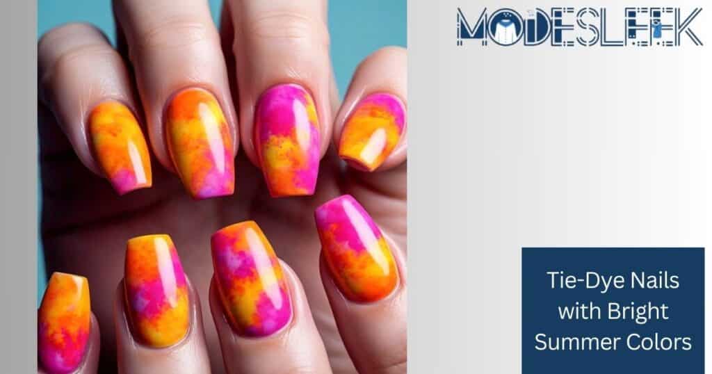 Tie-Dye Nails with Bright Summer Colors