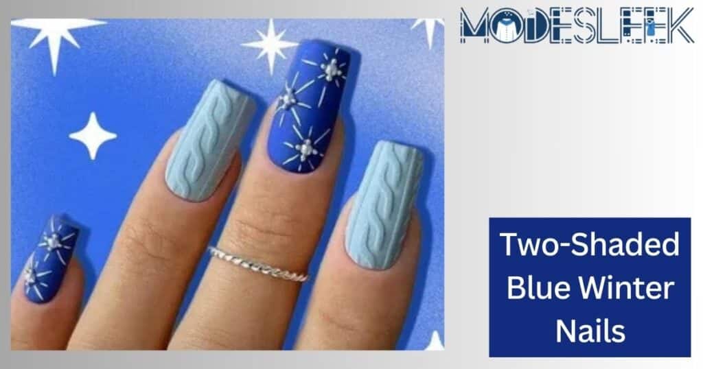 Two-Shaded Blue Winter Nails