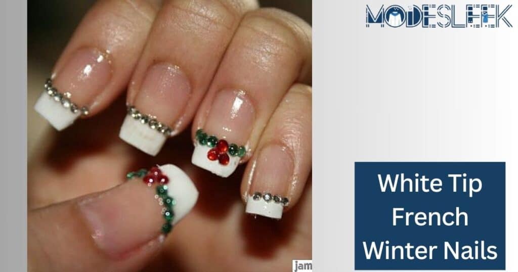 White Tip French Winter Nails