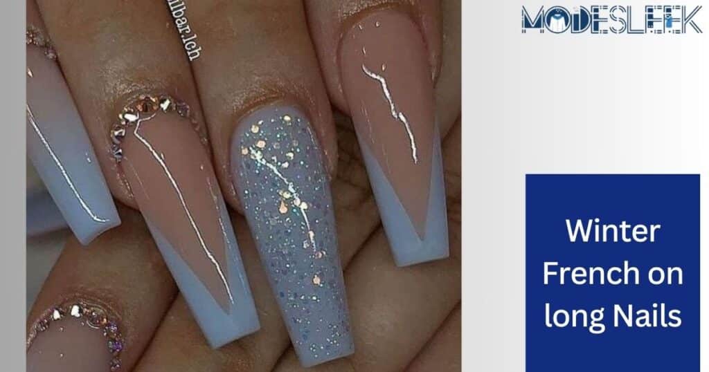 Winter French on long nails