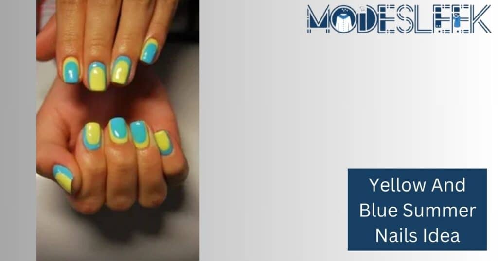 Yellow and Blue Summer Nails Idea