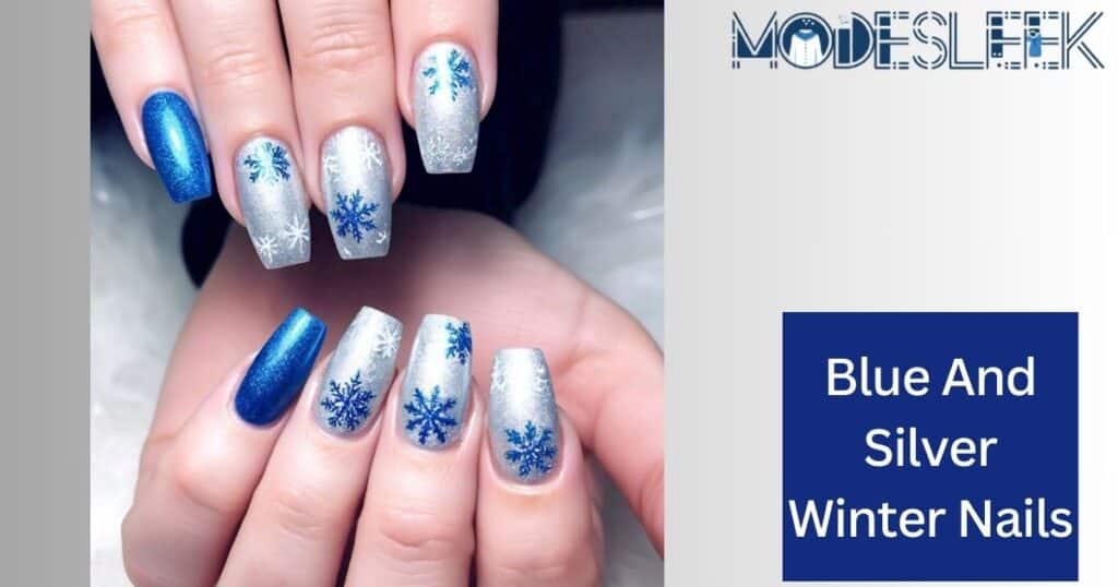 blue and Silver Winter Nails