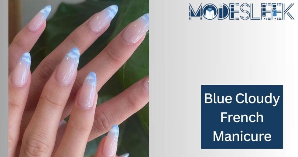 Blue Cloudy French Manicure