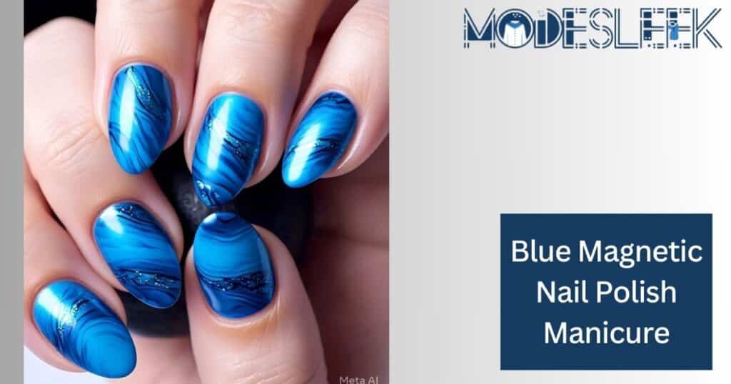 Blue Magnetic Nail Polish Manicure