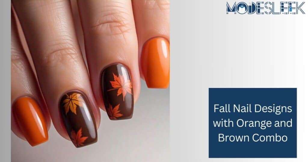 Fall Nail Designs with Orange and Brown Combo