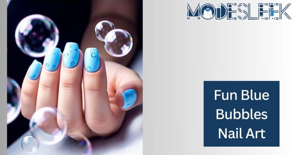 Fun Blue Bubbles Nail Art