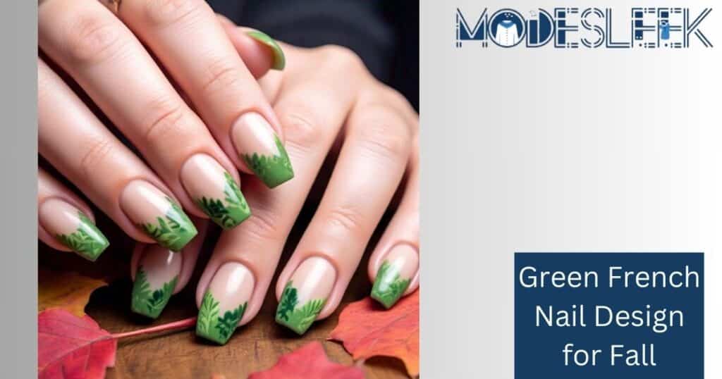 Green French Nail Design for Fall