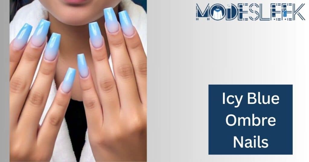 Icy blue ombre nails