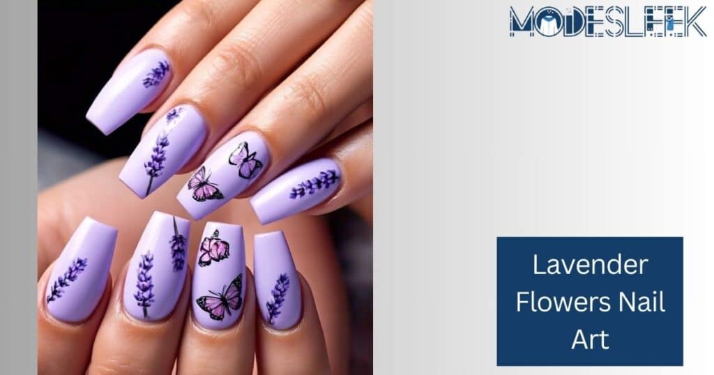 Lavender Flowers Nail Art