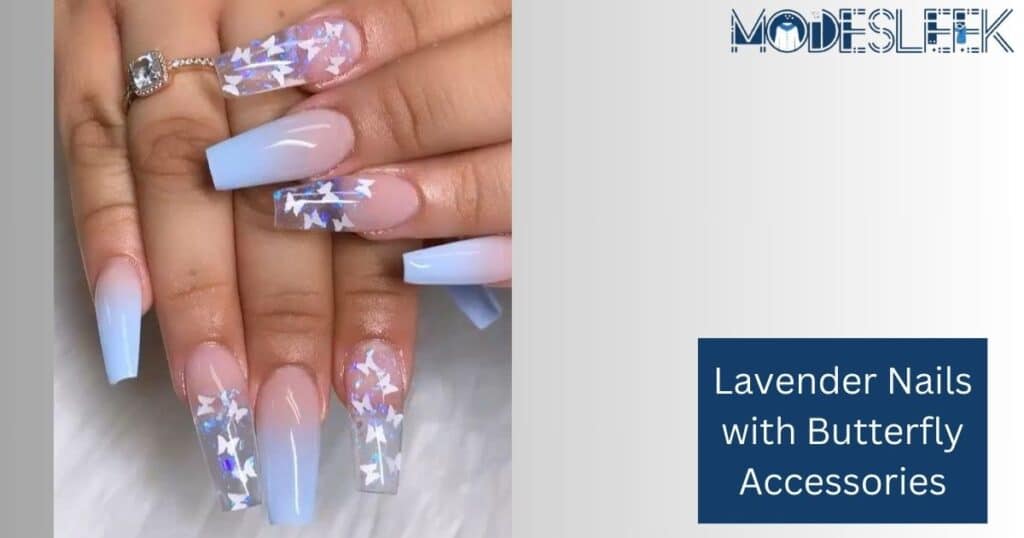 Lavender Nails with Butterfly Accessories