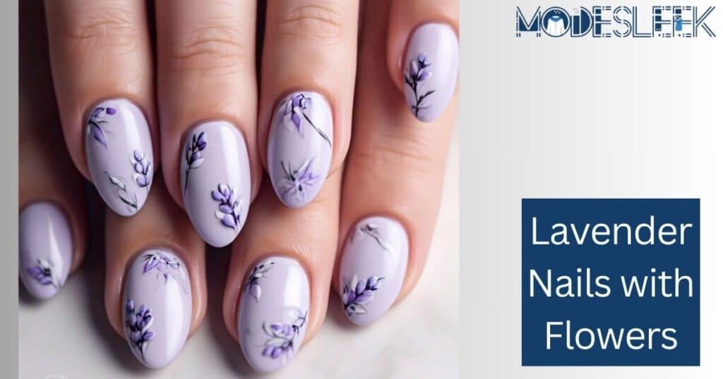 Lavender Nails with Flowers