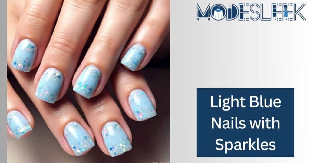 Light Blue Nails with Sparkles