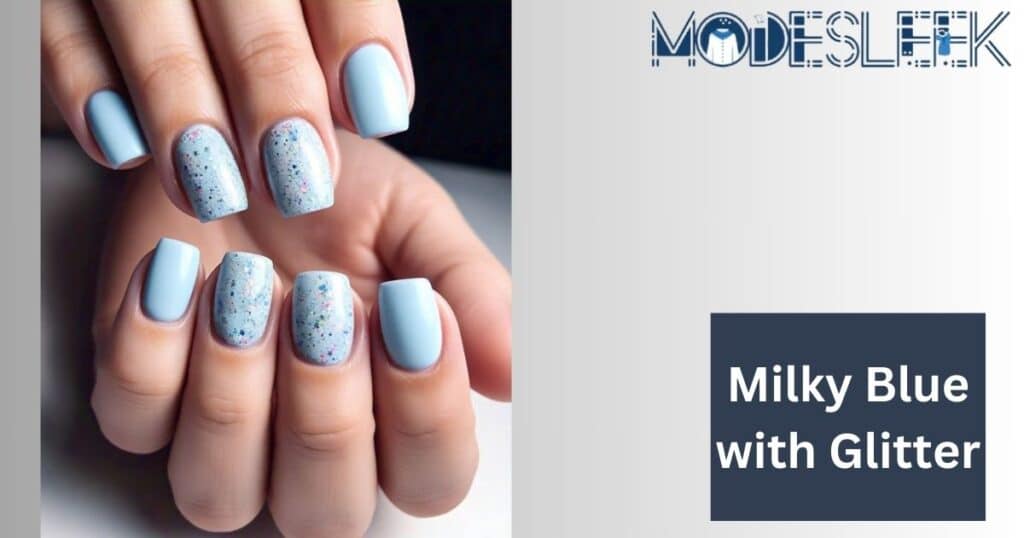 Milky Blue with Glitter