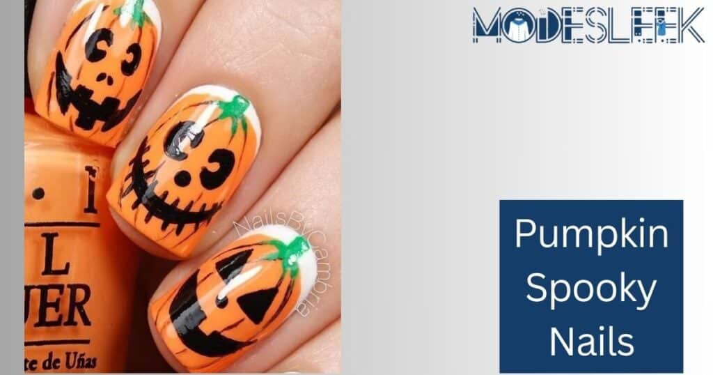 Pumpkin spooky nails