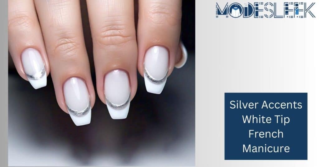 Silver Accents White Tip French Manicure