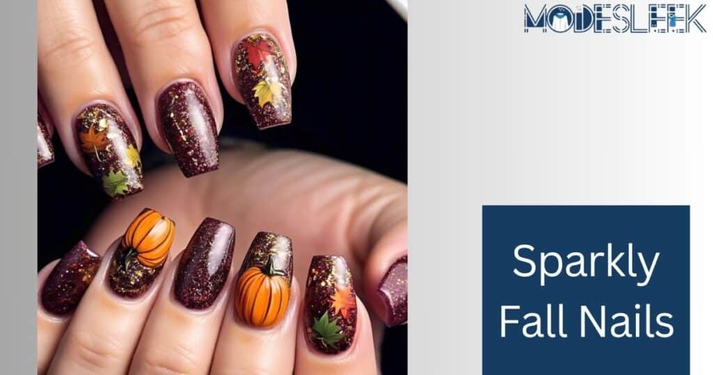 Sparkly Fall Nails