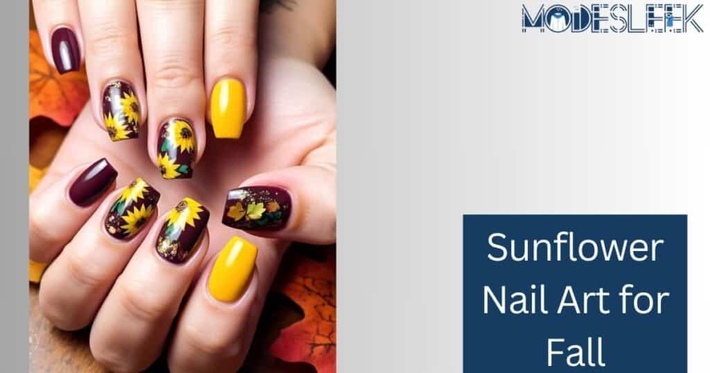 Sunflower Nail Art for Fall