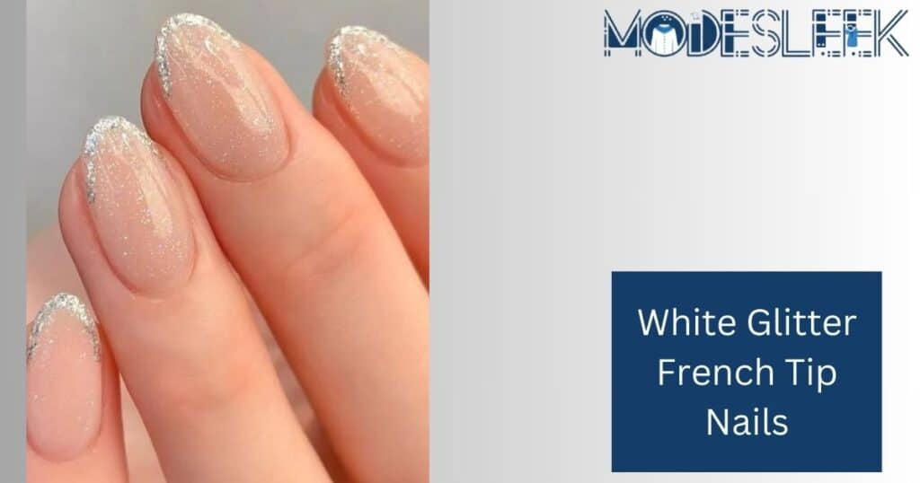 White Glitter French Tip Nails